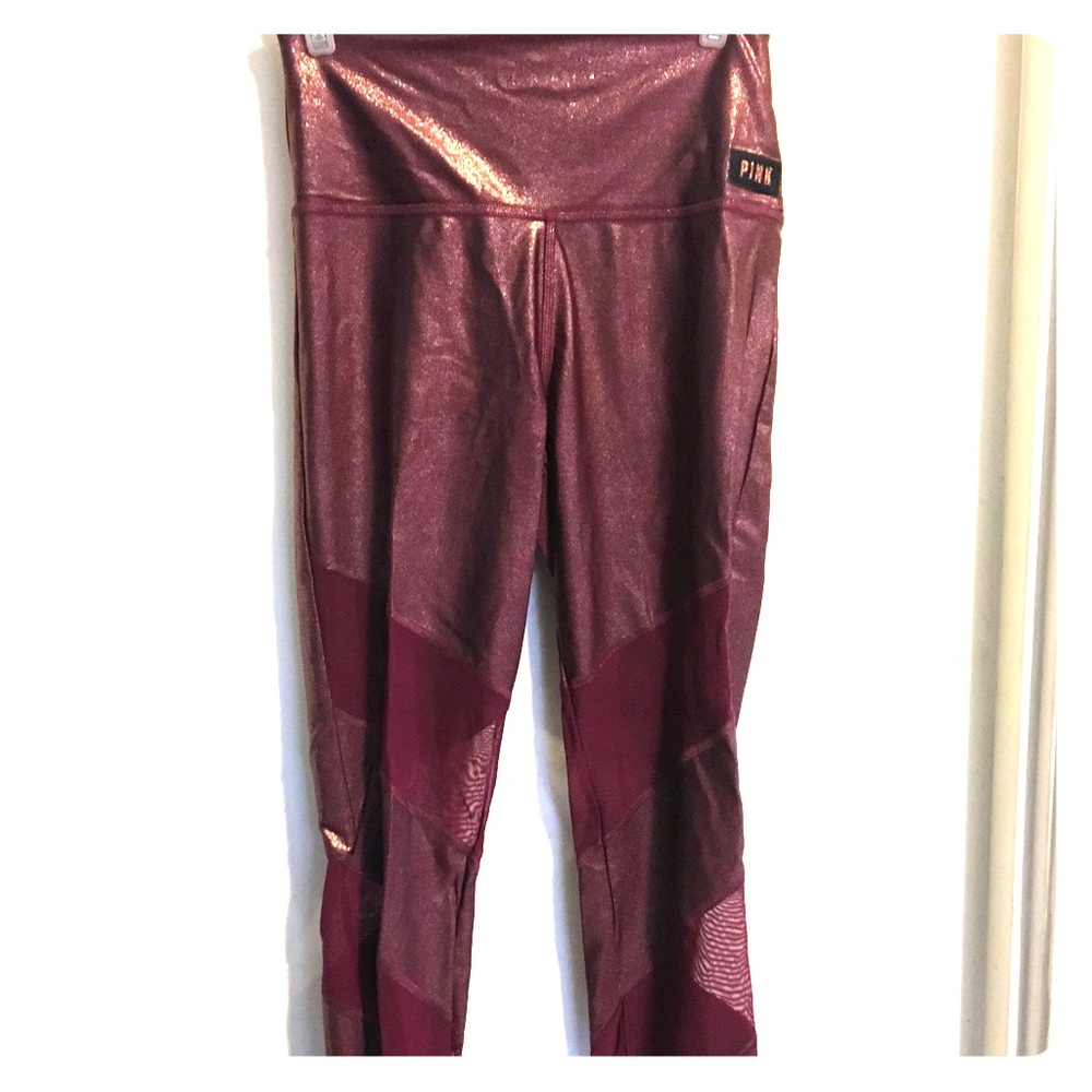 Victoria Secret PINK burgundy mesh stripe tights